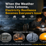 Household using battery storage and rooftop solar during an extreme-weather power outage while the wider electricity grid is under stress