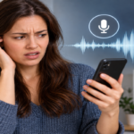 Person listening to a recording of their own voice on a smartphone, illustrating the difference between self-voice perception and recorded sound