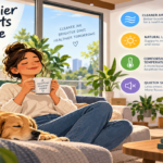 Modern healthy home interior illustrating ventilation, natural light, clean air and health-focused residential design