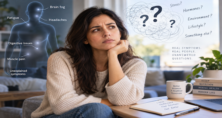 Person discussing persistent unexplained physical symptoms with a doctor during a medical consultation
