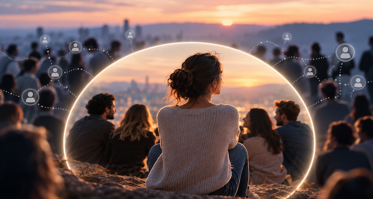 Person choosing meaningful relationships while maintaining personal boundaries in a digitally connected world