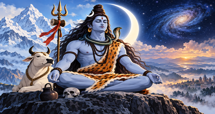 Shiva Nataraja represented within a ring of flames, symbolizing cosmic dance, transformation and the cycle of creation and destruction