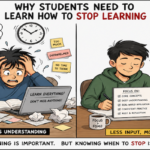 Student closing a textbook and attempting to solve a problem independently, illustrating retrieval practice and effective learning.