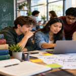 Students working together on an open-ended real-world problem in a modern classroom