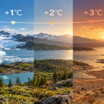 Earth viewed from space illustrating climate warming, melting ice, changing ecosystems and rising environmental risks